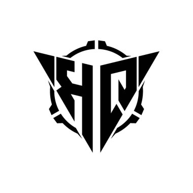 KQ Oyun Logosu Geometrik modern Üçgen Yuvarlak Scope Sniper Taktik stili tasarımı izole arkaplan, minimal oyun logosu tasarımı, keskin nişancı üçgen logosu logosu harfi.