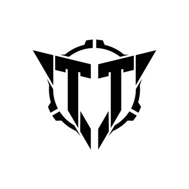 TT Oyun Logosu Geometrik modern Üçgen Yuvarlak Scope Sniper Taktik stili tasarımı izole arkaplan, minimal oyun logo tasarımı, keskin nişancı üçgen logosu logosu harfi.