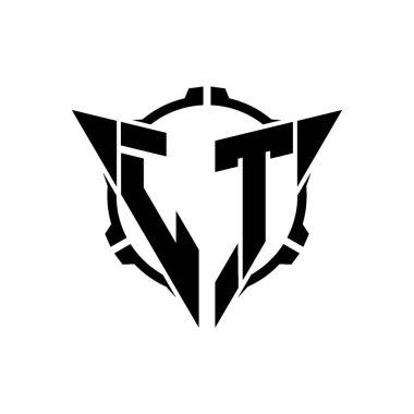 JT Oyun Logosu Geometrik modern Üçgen Yuvarlak Scope Sniper Taktik stili tasarımı izole arkaplan, minimal oyun logosu tasarımı, keskin nişancı üçgen logosu logosu harfi.