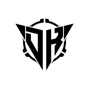 DK Oyun Logosu Geometrik modern Üçgen Yuvarlak Scope Sniper Taktik stili tasarımı izole arkaplan, minimal oyun logosu tasarımı, keskin nişancı üçgen logosu logosu harfi.