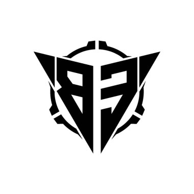 BE Oyun Logosu Geometrik modern Üçgen Yuvarlak Dürbünlü Keskin Nişancı Taktik Stili Tasarımı izole arka plan, minimal oyun logosu tasarımı, keskin nişancı üçgen logosu logosu.