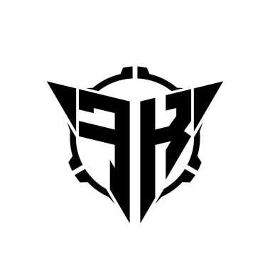 FK Oyun Logosu Geometrik modern Üçgen Yuvarlak Scope Sniper Taktik stili tasarımı izole arkaplan, minimal oyun logosu tasarımı, keskin nişancı üçgen logosu logosu harfi.