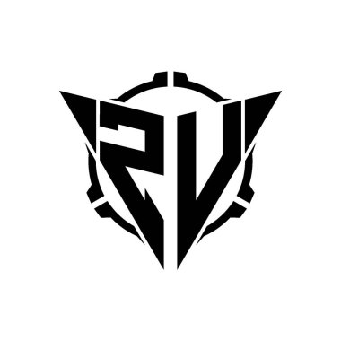 ZV Oyun Logosu Geometrik modern Üçgen Yuvarlak Scope Sniper Taktik stili tasarımı izole arkaplan, minimal oyun logosu tasarımı, keskin nişancı üçgen logosu logosu harfi.