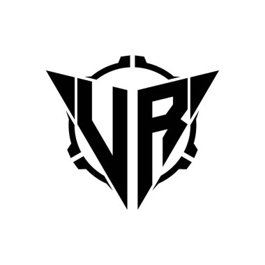 VR Oyun Logosu Geometrik modern Üçgen Yuvarlak Scope Sniper Taktik stili tasarımı izole arkaplan, minimal oyun logo tasarımı, keskin nişancı üçgen logosu logosu harfi.