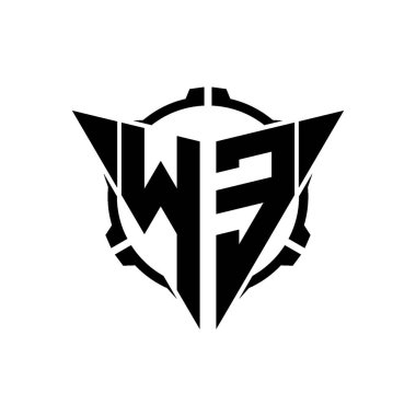 Biz Oyun Logosu Geometrik modern Üçgen Yuvarlak Dürbünlü Keskin Nişancı Taktik Stili tasarımı izole arka plan, minimal oyun logosu tasarımı, keskin nişancı üçgen logosu logosu.