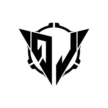QL Oyun Logosu Geometrik modern Üçgen Yuvarlak Scope Sniper Taktik stili tasarımı izole arkaplan, minimal oyun logo tasarımı, keskin nişancı üçgen logosu logosu harfi.