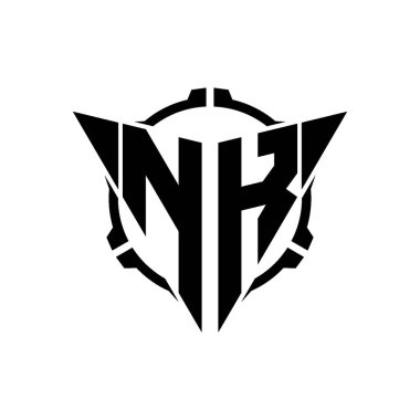 NK Oyun Logosu Geometrik modern Üçgen Yuvarlak Scope Sniper Taktik stili tasarımı izole arkaplan, minimal oyun logosu tasarımı, keskin nişancı üçgen logosu logosu harfi.