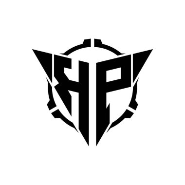 KP Oyun Logosu Geometrik modern Üçgen Yuvarlak Scope Sniper Taktik stili tasarımı izole arkaplan, minimal oyun logosu tasarımı, keskin nişancı üçgen logosu logosu harfi.
