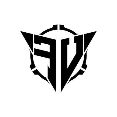 FU Oyun Logosu Geometrik modern Üçgen Yuvarlak Scope Sniper Taktik stili tasarımı izole arkaplan, minimal oyun logosu tasarımı, keskin nişancı üçgen logosu logosu harfi.