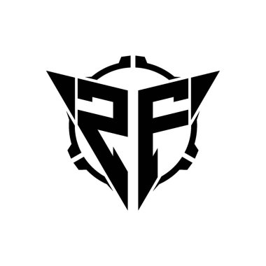 ZF Oyun Logosu Geometrik modern Üçgen Yuvarlak Scope Sniper Taktik stili tasarımı izole arkaplan, minimalist oyun logosu tasarımı, keskin nişancı üçgen logosu logosu harfi.