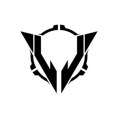 LL Oyun Logosu Geometrik modern Üçgen Yuvarlak Dürbünlü Keskin Nişancı Taktik Stili tasarımı izole arkaplan, minimal oyun logosu tasarımı, keskin nişancı üçgen logosu logosu.