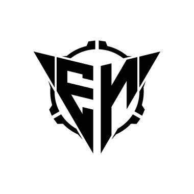 EN Oyun Logosu Geometrik Modern Üçgen Yuvarlak Dürbünlü Keskin Nişancı Taktik Stili tasarımı izole arkaplan, minimal oyun logosu tasarımı, keskin nişancı üçgen logosu logosu.