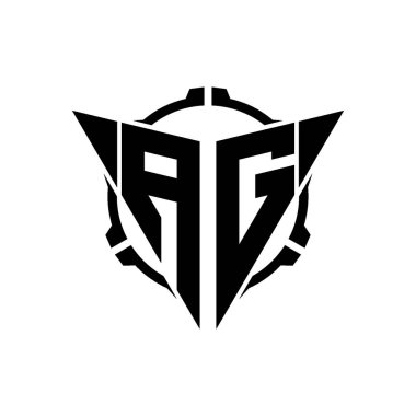 AG Oyun Logosu Geometrik modern Üçgen Yuvarlak Scope Sniper Taktik stili tasarımı izole arkaplan, minimal oyun logo tasarımı, keskin nişancı üçgen logosu logosu harfi.