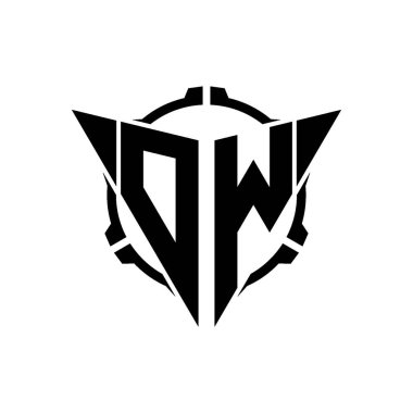 OW Oyun Logosu Geometrik modern Üçgen Yuvarlak Scope Sniper Taktik stili tasarımı izole arkaplan, minimal oyun logosu tasarımı, keskin nişancı üçgen logosu logosu harfi.