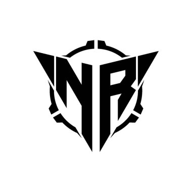 NR Oyun Logosu Geometrik modern Üçgen Yuvarlak Scope Sniper Taktik stili tasarımı izole arkaplan, minimal oyun logosu tasarımı, keskin nişancı üçgen logosu logosu harfi.