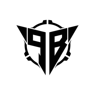 PB Oyun Logosu Geometrik modern Üçgen Yuvarlak Scope Sniper Taktik stili tasarımı izole arkaplan, minimal oyun logosu tasarımı, keskin nişancı üçgen logosu logosu harfi.