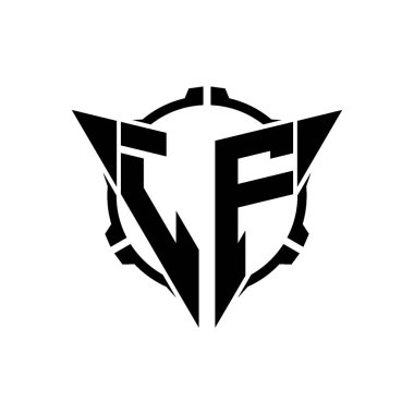 JF Oyun Logosu Geometrik modern Üçgen Yuvarlak Scope Sniper Taktik stili tasarımı izole arkaplan, minimal oyun logosu tasarımı, keskin nişancı üçgen logosu logosu harfi.