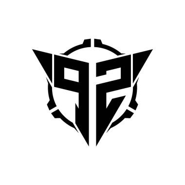 PZ Oyun Logosu Geometrik modern Üçgen Yuvarlak Scope Sniper Taktik stili tasarımı izole arkaplan, minimal oyun logo tasarımı, keskin nişancı üçgen logosu logosu harfi.