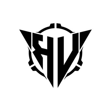 KV Oyun Logosu Geometrik modern Üçgen Yuvarlak Scope Sniper Taktik stili tasarımı izole arkaplan, minimal oyun logosu tasarımı, keskin nişancı üçgen logosu logosu harfi.