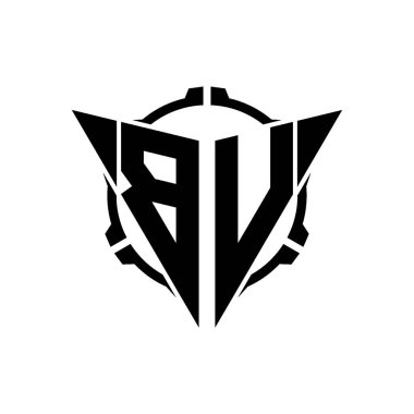 BV Oyun Logosu Geometrik modern Üçgen Yuvarlak Scope Sniper Taktik stili tasarımı izole arkaplan, minimal oyun logosu tasarımı, keskin nişancı üçgen logosu logosu harfi.