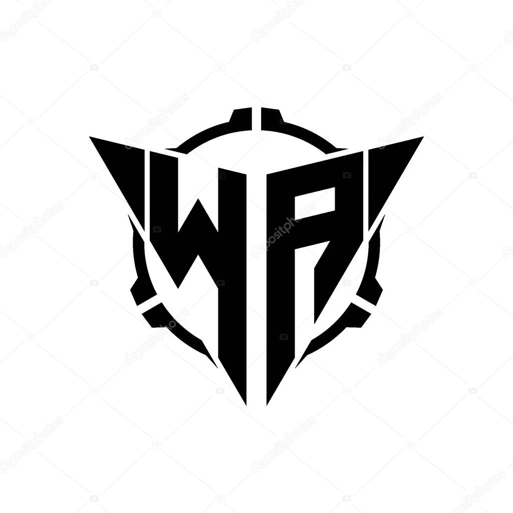 Gaming Logo Initial with geometric modern Triangle rounded Scope Sniper Tactical style design in isolated background, minimalist gaming monogram logo design, sniper shoot triangle logo letter.WA