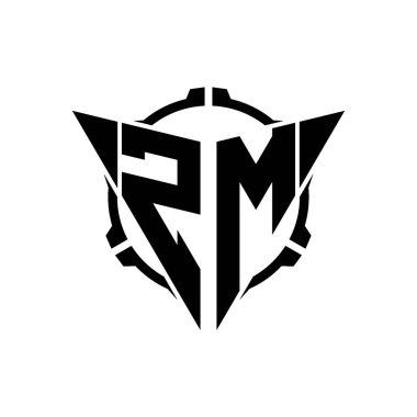 ZM Oyun Logosu Geometrik modern Üçgen Yuvarlak Scope Sniper Taktik stili tasarımı izole arkaplan, minimal oyun logosu tasarımı, keskin nişancı üçgen logosu logosu harfi.