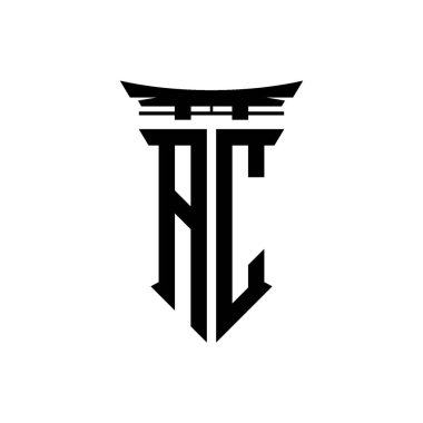 İlk logo geometrik modern Torii Kapısı Japon stili tasarımı ile izole edilmiş arka plan, minimalist geometrik Japon tarzı logo.