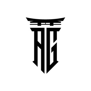 İlk logo geometrik modern Torii Kapısı Japon stili tasarımı ile izole edilmiş arka plan, minimalist geometrik Japon tarzı logo.