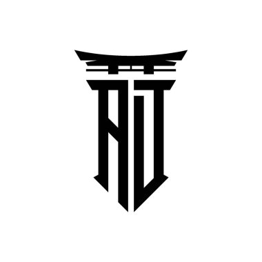 İlk logo geometrik modern Torii Kapısı Japon stili tasarımı ile izole edilmiş arka plan, minimalist geometrik Japon tarzı logo.