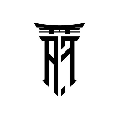 İlk logo geometrik modern Torii Kapısı Japon stili tasarımı ile izole edilmiş arka plan, minimalist geometrik Japon tarzı logo.