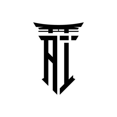 İlk logo geometrik modern Torii Kapısı Japon stili tasarımı ile izole edilmiş arka plan, minimalist geometrik Japon tarzı logo.