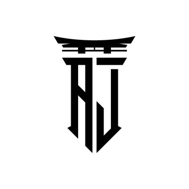İlk logo geometrik modern Torii Kapısı Japon stili tasarımı ile izole edilmiş arka plan, minimalist geometrik Japon tarzı logo.