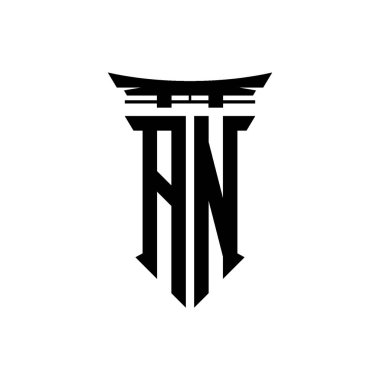 İlk logo geometrik modern Torii Kapısı Japon stili tasarımı ile izole edilmiş arka plan, minimalist geometrik Japon tarzı logo.