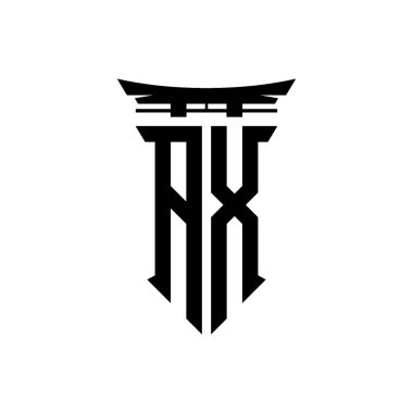 İlk logo geometrik modern Torii Kapısı Japon stili tasarımı ile izole edilmiş arka plan, minimalist geometrik Japon tarzı logo.