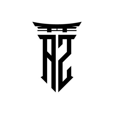 İlk logo geometrik modern Torii Kapısı Japon stili tasarımı ile izole edilmiş arka plan, minimalist geometrik Japon tarzı logo.