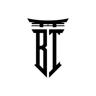 İlk logo geometrik modern Torii Kapısı Japon stili tasarımı ile izole edilmiş arka plan, minimalist geometrik Japon tarzı logo.