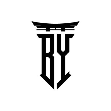İlk logo geometrik modern Torii Kapısı Japon stili tasarımı ile izole edilmiş arka plan, minimalist geometrik Japon tarzı logo.