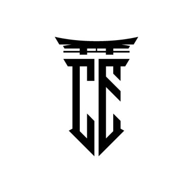 İlk logo geometrik modern Torii Kapısı Japon stili tasarımı ile izole edilmiş arka plan, minimalist geometrik Japon tarzı logo.