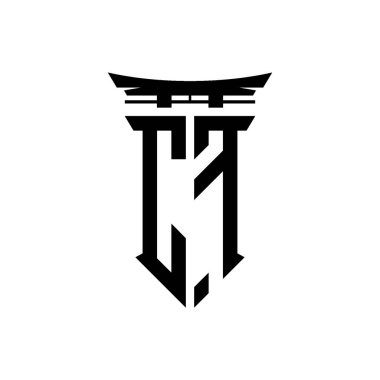 İlk logo geometrik modern Torii Kapısı Japon stili tasarımı ile izole edilmiş arka plan, minimalist geometrik Japon tarzı logo.