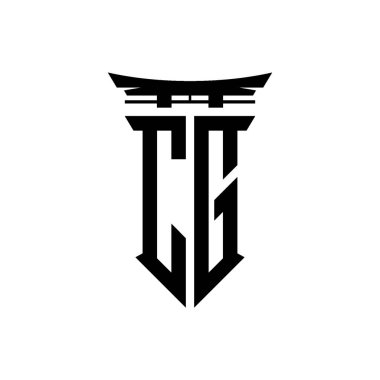 İlk logo geometrik modern Torii Kapısı Japon stili tasarımı ile izole edilmiş arka plan, minimalist geometrik Japon tarzı logo.