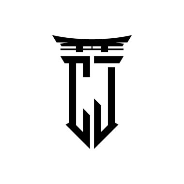 İlk logo geometrik modern Torii Kapısı Japon stili tasarımı ile izole edilmiş arka plan, minimalist geometrik Japon tarzı logo.