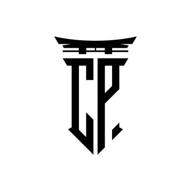 İlk logo geometrik modern Torii Kapısı Japon stili tasarımı ile izole edilmiş arka plan, minimalist geometrik Japon tarzı logo.