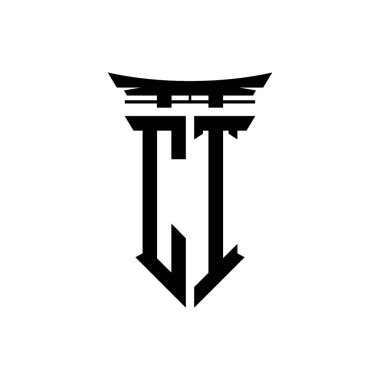 İlk logo geometrik modern Torii Kapısı Japon stili tasarımı ile izole edilmiş arka plan, minimalist geometrik Japon tarzı logo.