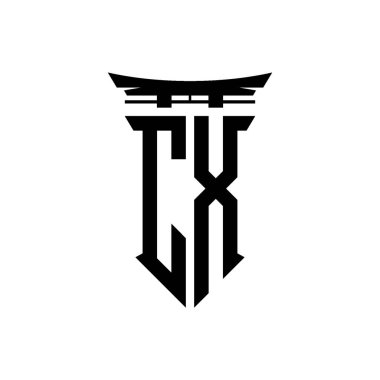 İlk logo geometrik modern Torii Kapısı Japon stili tasarımı ile izole edilmiş arka plan, minimalist geometrik Japon tarzı logo.