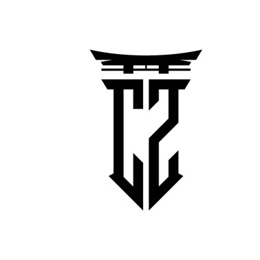 İlk logo geometrik modern Torii Kapısı Japon stili tasarımı ile izole edilmiş arka plan, minimalist geometrik Japon tarzı logo.