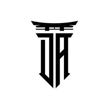 İlk logo geometrik modern Torii Kapısı Japon stili tasarımı ile izole edilmiş arka plan, minimalist geometrik Japon tarzı logo.