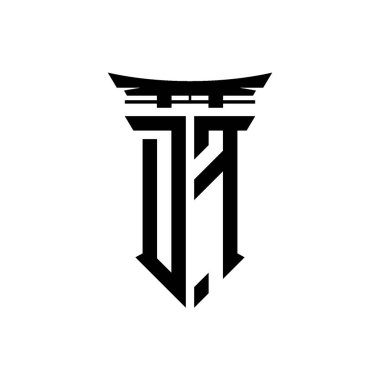 İlk logo geometrik modern Torii Kapısı Japon stili tasarımı ile izole edilmiş arka plan, minimalist geometrik Japon tarzı logo.