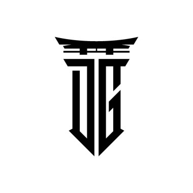 İlk logo geometrik modern Torii Kapısı Japon stili tasarımı ile izole edilmiş arka plan, minimalist geometrik Japon tarzı logo.