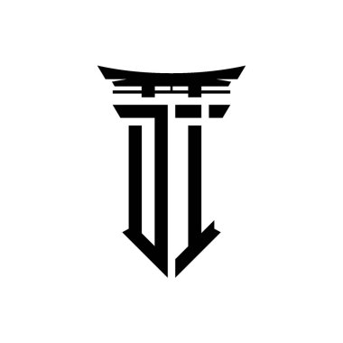 İlk logo geometrik modern Torii Kapısı Japon stili tasarımı ile izole edilmiş arka plan, minimalist geometrik Japon tarzı logo.