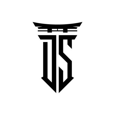 İlk logo geometrik modern Torii Kapısı Japon stili tasarımı ile izole edilmiş arka plan, minimalist geometrik Japon tarzı logo.